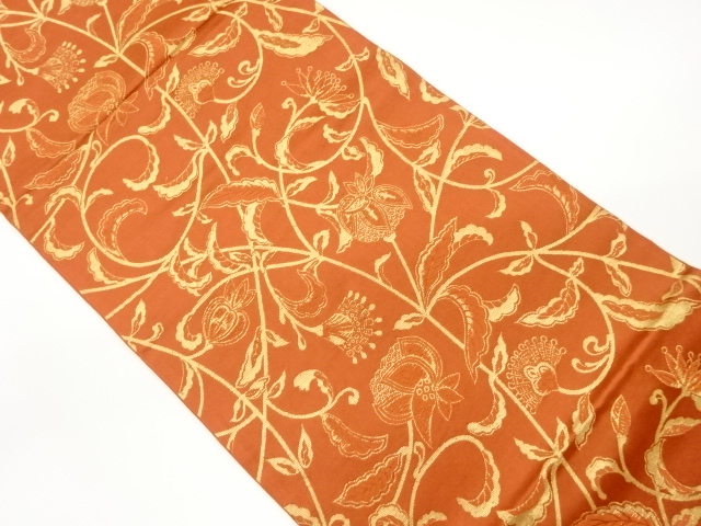 花唐草模様織出し袋帯